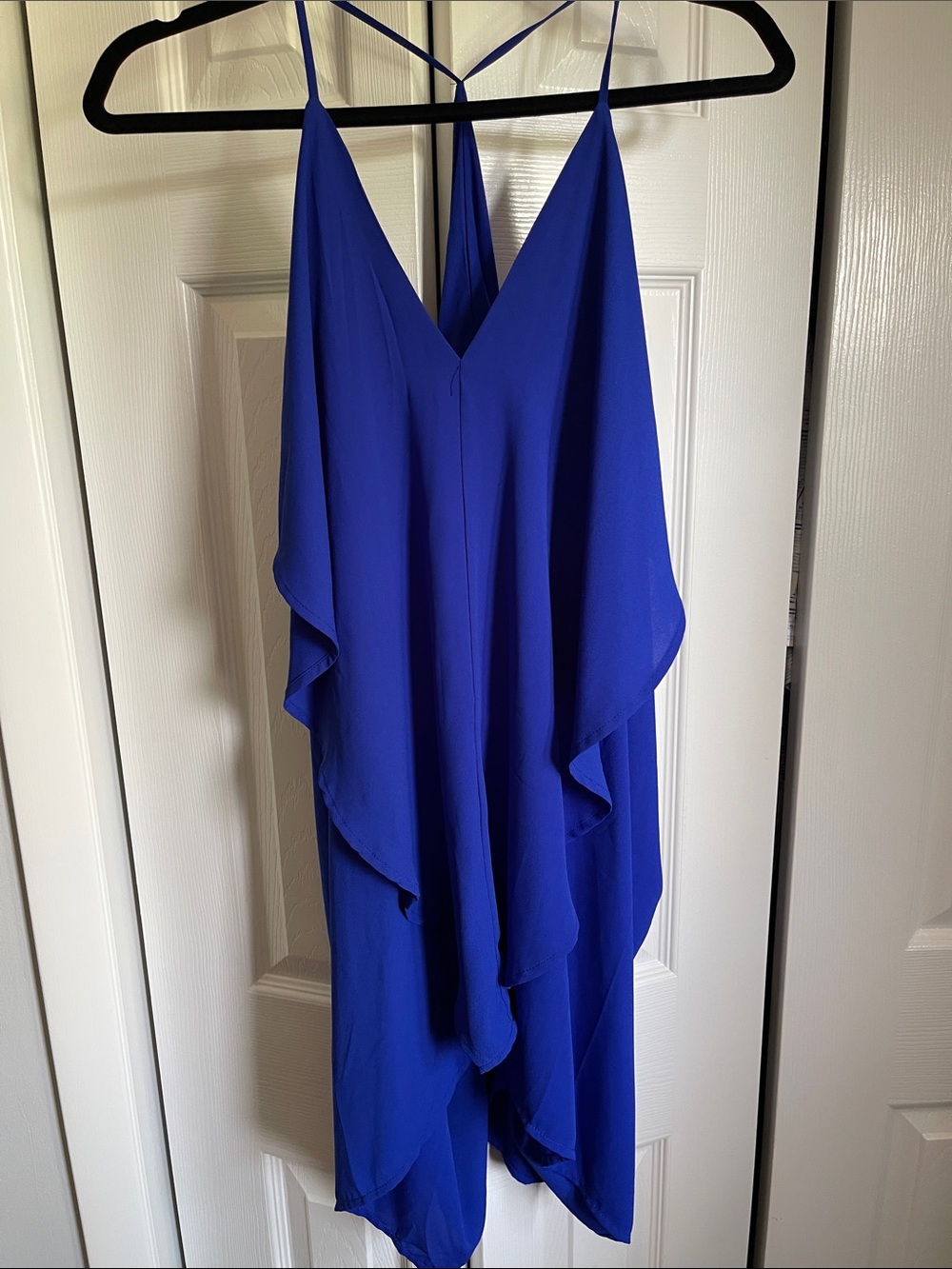 Poetry Cobalt Blue Draped High-Low Slip Dress